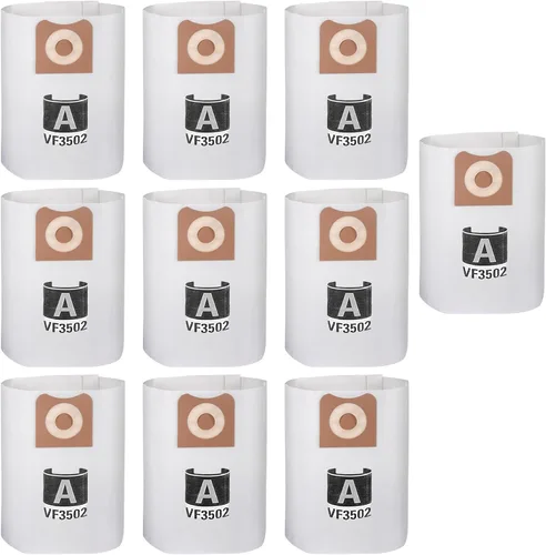 Paquete de 10 bolsas de polvo VF3502 de alta eficiencia de repuesto para aspiradoras RIDGID de 12 a 16 galones húmedo/seco, bolsas de filtro al vacío