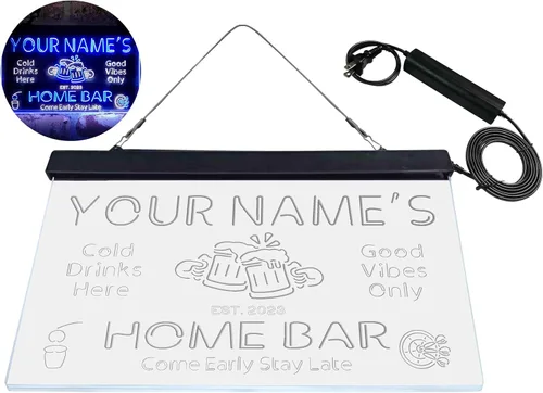Miniatura 9 de ADVPRO Letrero de neón LED de doble color personalizado para el hogar, con tu nombre, año de fundación, bar de cerveza, blanco y azul, 12 x 8.5
