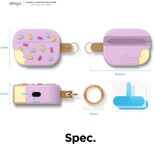 Miniatura 8 de elago - Funda con llavero para audífonos AirPods Pro de Apple en forma de helado. Azul (Arándano)