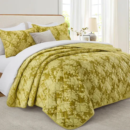 Miniatura 62 de IR Imperial Rooms Velvet Twin Quilt Bedspread Comforter Bedding Set 2 Pcs Diamond Pattern - (68"x86") Bedspread Coverlet + 1 Pillow Shams
