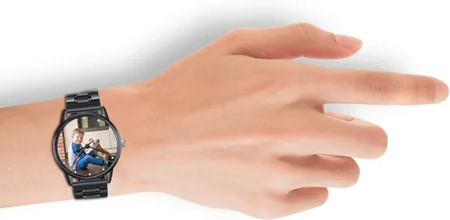 Miniatura 7 de Gemszoo Reloj de encargo de la foto del reloj personalizado de la foto del reloj del cuarzo de la malla del acero inoxidable para los hombres