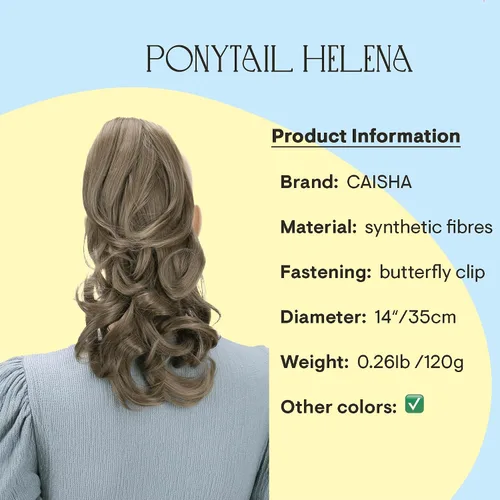 Miniatura 5 de PRETTYSHOP - Extensión de cabello rizado voluminoso, cola de caballo de 14 pulgadas con clip, resistente al calor