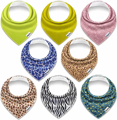Miniatura 14 de KiddyStar Organic Cotton Baby Drool Bibs Soft, Adjustable, Absorbent, Unisex Teething Bandana Bibs for Babies Clásico 1