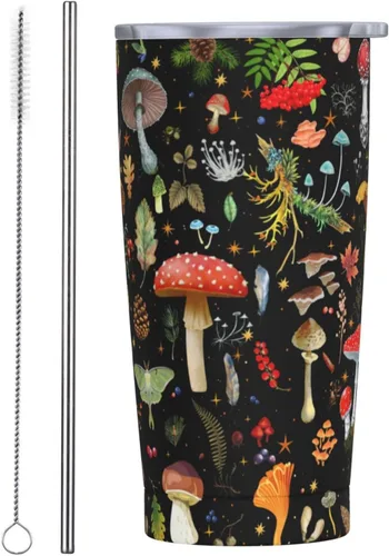 Miniatura 2 de Taza de hongos, taza de hongos, regalos de hongos, taza de café de 20 onzas, taza de viaje aislada con tapa a prueba de fugas, vaso reutilizable