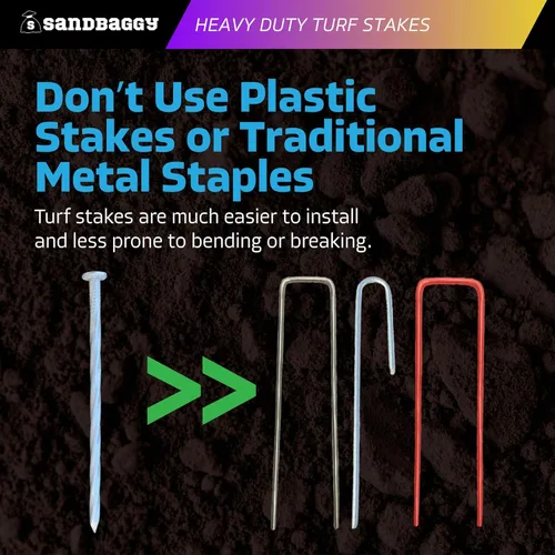 Miniatura 6 de Sandbaggy Estacas de Césped Artificial Galvanizadas de Servicio Pesado de 6" - Clavos de Paisaje en Espiral - Pinchos/Clavijas de Tierra - Césped