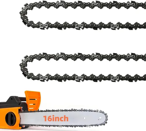 Paquete de 2 cadenas de motosierra de 16 pulgadas, 56 eslabones de transmisión de calibre de 0.050 pulgadas, paso de 3/8 pulgadas, cadena de