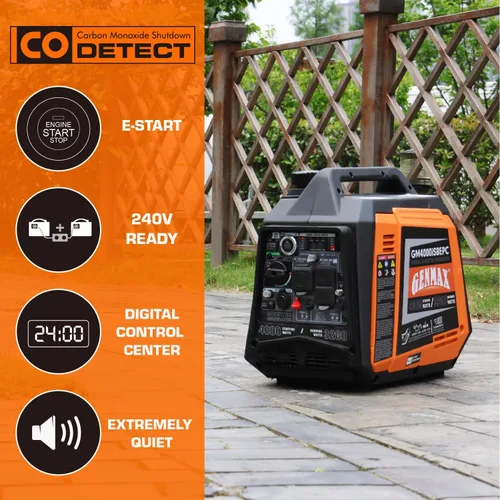 Miniatura 2 de GENMAX Generador portátil, motor de gas ultra silencioso de 1200 W, cumple con la EPA, función de modo ecológico, ultraligero para uso doméstico