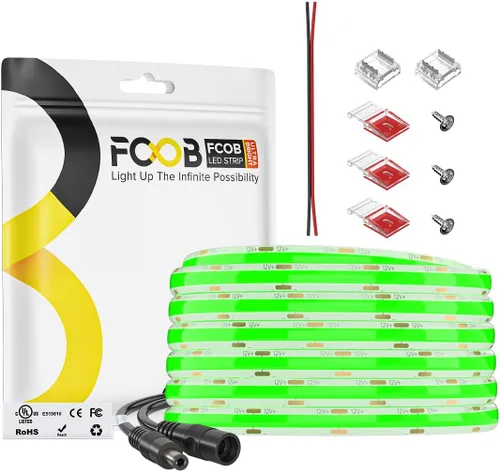 Miniatura 28 de Tira de luces LED COB DC24V de 16.4 pies, 6000 K, blanco frío, 320 LED, flexible, de alta densidad, uniforme, brillante, 9W/m, CRI90+ regulable