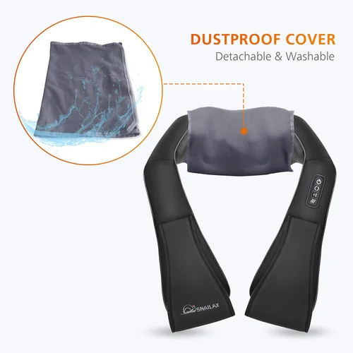 Miniatura 6 de Snailax Masajeador de cuello con calor, masajeador Shiatsu para aliviar el dolor de tejido profundo, almohada masajeador de hombros para espalda