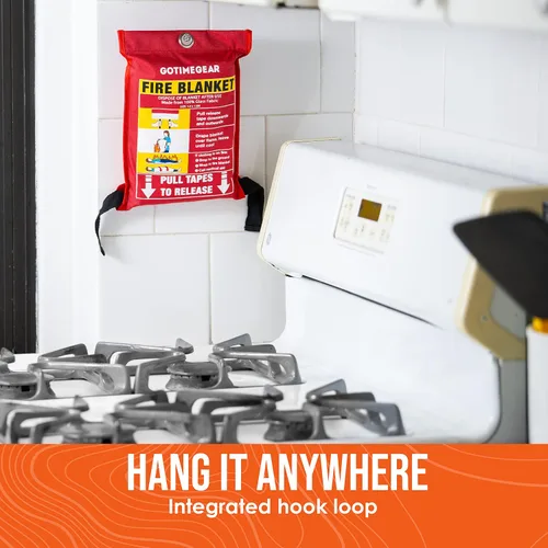 Miniatura 4 de Go Time Gear Manta de emergencia contra incendios para el hogar y la cocina, kit de manta ignífuga de emergencia ignífuga, manta ignífuga