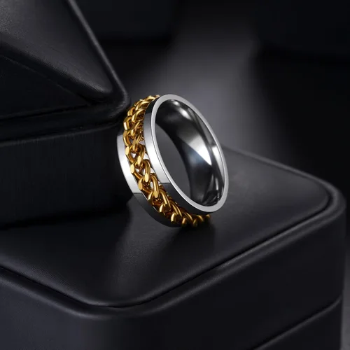 Miniatura 41 de Anillos giratorios para la ansiedad para hombre, anillos clásicos de cadena para mujeres y adultos, anillo de acero de titanio
