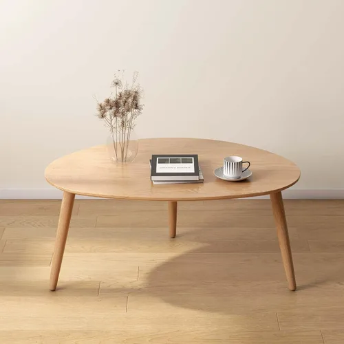 Miniatura 14 de Mesa de Centro Ovalada Pequeña, Mesas de Centro de Madera Maciza 100%, Mesa Moderna de Mediados de Siglo para Sala de Estar, Mesa Lateral Mesas Nogal