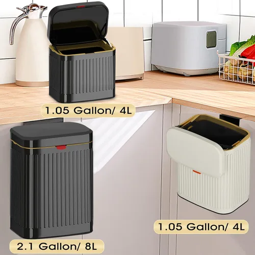 Miniatura 7 de Basurero de cocina para encimera o debajo del fregadero, cubo de compost pequeño de acero inoxidable de 1.05 galones, contenedor de compostaje