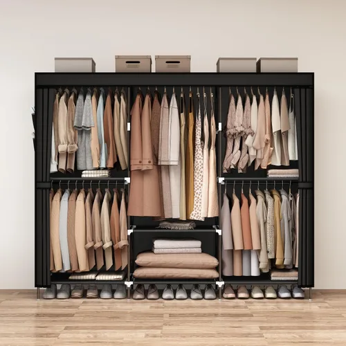 Miniatura 8 de MOGELAFOO Armario Ropero de 83", Armario Portátil para Dormitorio, Perchero Independiente con Cubierta de Tela No Tejida, 5 Varillas para Colgar, 6