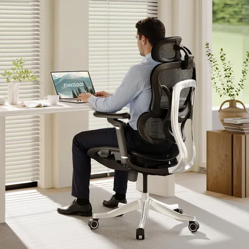 Miniatura 2 de FLEXISPOT ErgoX Max - Silla ergonómica de oficina, color negro, marco y base de aleación de aluminio, capacidad de 661 libras, reposabrazos 5D