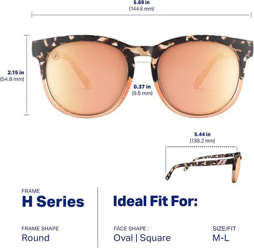 Miniatura 22 de Blenders Eyewear Serie H - Gafas de sol polarizadas - Ojo de gato redondo, bisagra con resorte - 100% protección UV - Para mujer
