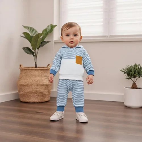 Miniatura 244 de Conjunto de ropa de otoño e invierno para bebé y niño, sudadera larga con capucha y pantalones para niños pequeños, 6, 12, 18, 24 meses, 2T