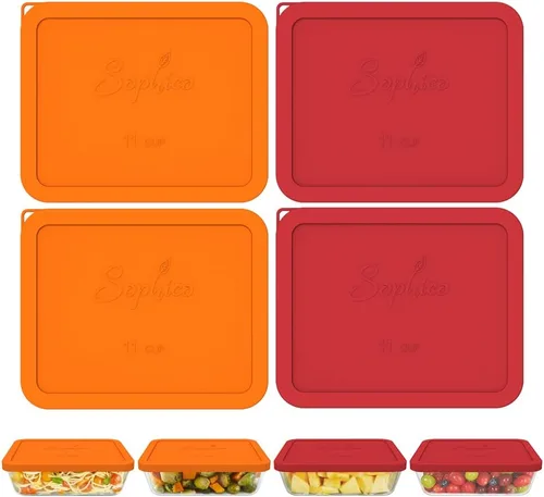 Miniatura 11 de Sophico Tapa rectangular de almacenamiento de silicona para 11 tazas de repuesto para cuencos de vidrio Pyrex 7212-PC, recipiente no incluido