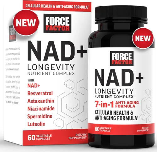 FORCE FACTOR NAD+ (NMN o alternativa de ribósido de nicotinamida) con resveratrol, astaxantina, espermidina y complejo de luteolina, NAD para apoyar