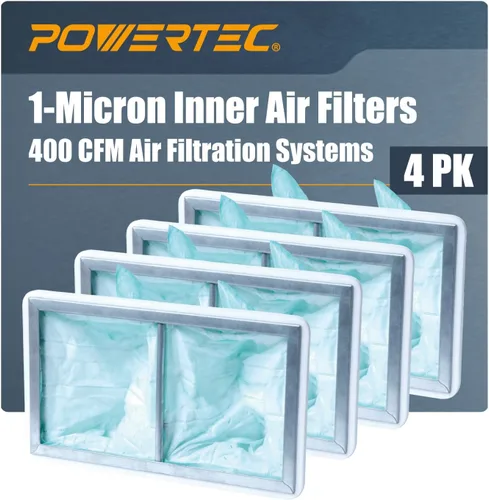 Miniatura 11 de POWERTEC Filtro de aire exterior de 5 micrones para WEN 3410, POWERTEC AF4000/AF4001, sistema de filtración de aire Shop Fox W1830, filtros de aire