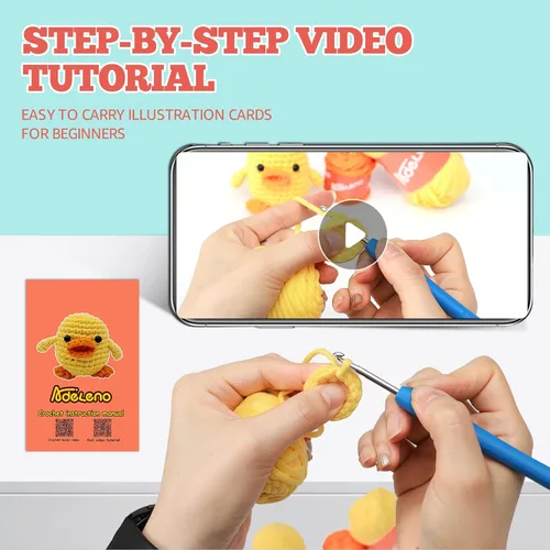 Miniatura 4 de Adeleno Kit de ganchillo para principiantes, kit de ganchillo para principiantes con video tutorial paso a paso, tarjetas ilustradas más