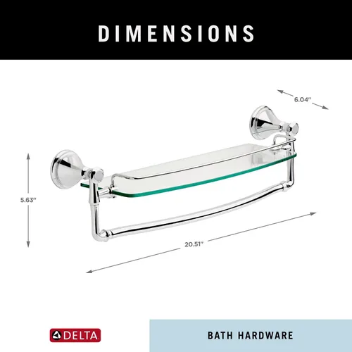 Miniatura 6 de Delta Faucet Cassidy. Estante de vidrio con barra, de 24 pulgadas., 79710