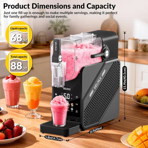 Miniatura 2 de Máquina de granizado de 88 onzas, máquina de granizado 7 en 1 para el hogar, máquina profesional de bebidas congeladas con pantalla LED, limpieza