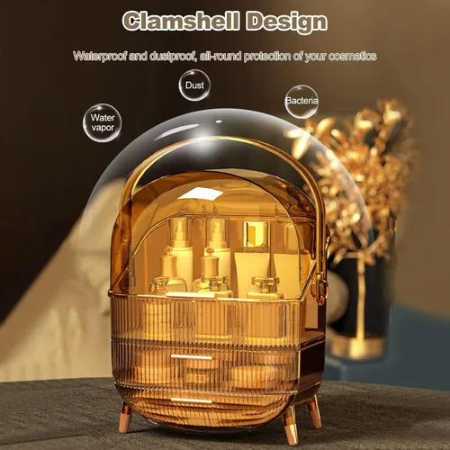 Miniatura 3 de Ergocar - Estuche de maquillaje portátil serie retro multifunción, caja de almacenamiento de cosméticos a prueba de polvo, organizador de joyas