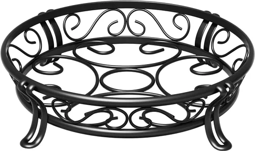Yimobra Soporte de metal para plantas de exterior e interior, soporte resistente para macetas de hierro forjado a prueba de óxido, soporte redondo