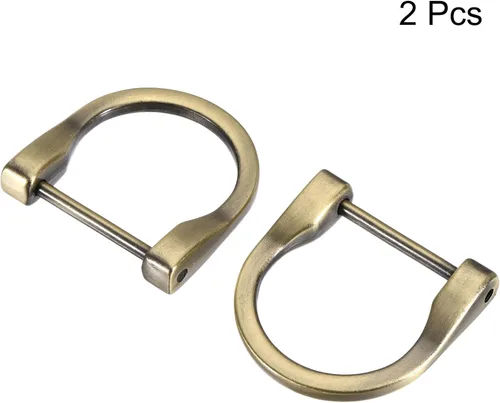 Miniatura 3 de uxcell Anillos en D de herradura en forma de U, hebilla de grillete atornillada Bronce claro