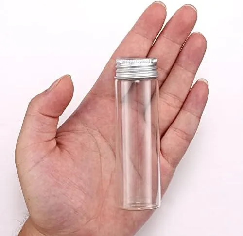 Miniatura 2 de TOBWOLF 12 Piezas de 50ml / 1.7oz Frascos de Especias de Vidrio, Envases Transparentes para Especias con Tapas de Aluminio, Botellas de Especias