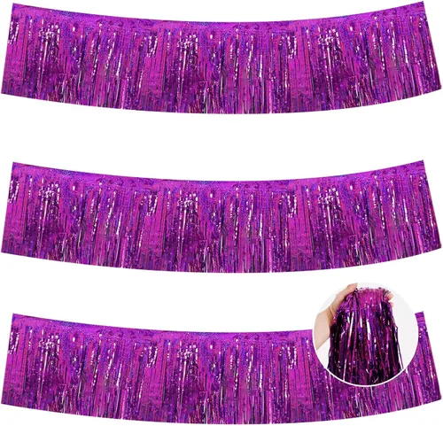 Miniatura 57 de BEISHIDA 3 Paquetes de Guirnalda de Flecos de Lámina Metálica Arcoíris Oscuro para Colgar en la Pared, Banderas de Oropiel para Halloween, Flotas