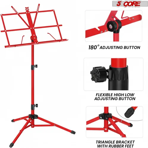 Miniatura 4 de 5 CORE Soporte de partituras portátil de doble uso para libros de escritorio, trípode ligero plegable ajustable de 52 pulgadas con bolsa de Negro