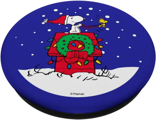 Miniatura 2 de Peanuts - Snoopy Casa de Vacaciones Navideña en Trineo PopSockets Adhesivo PopGrip