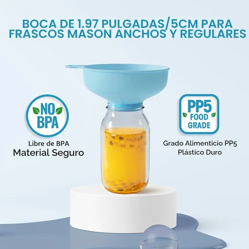 Miniatura 3 de Pisol Embudo Versátil de Boca Ancha, Embudos de Enlatado para Uso en Cocina, Juego de Embudos de Cocina de Plástico de Grado Alimenticio con 4