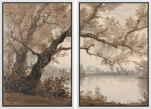 Miniatura 8 de MUDECOR Impresión en Lienzo Enmarcado Arte de Pared Anillos de Árbol de Madera de Roble Ilustración de la Naturaleza Arte Moderno Decorativo