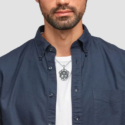 Miniatura 136 de CEKAMA - Collar de plata de ley 925 con dije de amuleto para hombres y mujeres, con cadena de 0.098 in, 22 pulgadas + 2 pulgadas