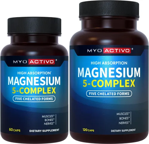 MyoActivo Complejo de magnesio 5 en 1 MyoActivo + 120 unidades - Alta absorción - Magnesio quelatado