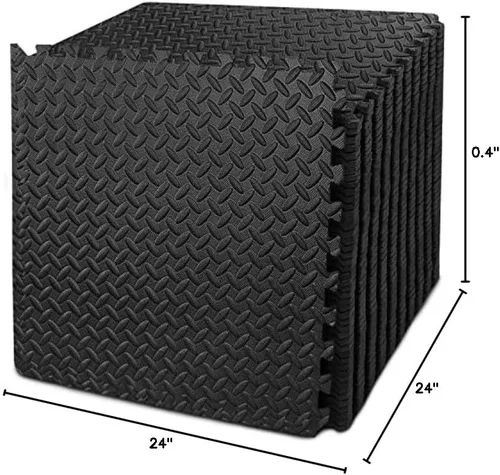 Miniatura 7 de BEAUTYOVO Tapete de ejercicio tipo rompecabezas con 12/24/48 baldosas de espuma entrelazadas para gimnasio, baldosas de espuma EVA de 24'' x 24
