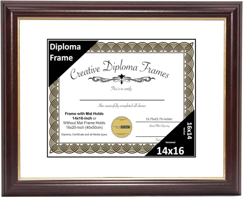 Miniatura 59 de Creative Picture Frames Marco para Diploma de Caoba con Borde Dorado de 12x16 pulgadas con Vidrio y Paspartú Negro y Colgadores de Pared Instalados
