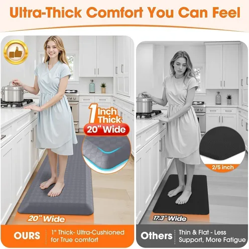 Miniatura 3 de StepRite Tapetes de cocina de 1 pulgada de grosor para el piso, alfombras de cocina antifatiga, antideslizantes, alfombra de cocina impermeable