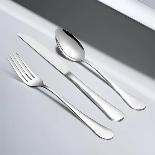Miniatura 5 de Juego de 10 tenedores de cubiertos de acero inoxidable de grado alimenticio, 8 pulgadas, acabado espejo y apto para lavavajillas, nuevo juego