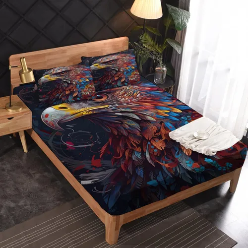Miniatura 35 de Juego de sábanas de tamaño King, sábanas de conejo, sábanas de microfibra y fundas de almohada de 4 piezas, juego de sábanas con estampado colorido