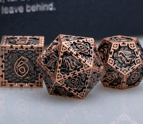 Miniatura 2 de ARUOHHA DND - Juego de dados de metal con caja de regalo, juego de rol, juego de 6 caras de poliedros para juegos de mesa RPG, dados D y D D20 D12