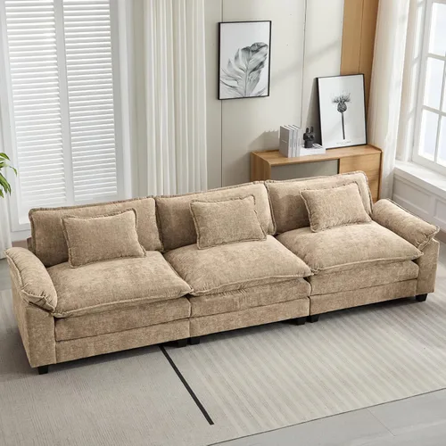 Miniatura 45 de Oprisen Sofá Seccional Modular, Cómodo Cloud Couch Sofá Seccional, Sofá Cama de Chenilla con Asiento Profundo con Almohadas Decorativas para Sala