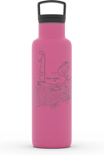 Miniatura 104 de Well Told Botella de agua aislada con mapa de Washington DC grabado, botella de acero inoxidable grabada (21 onzas, blanco) botella aislada de mapa