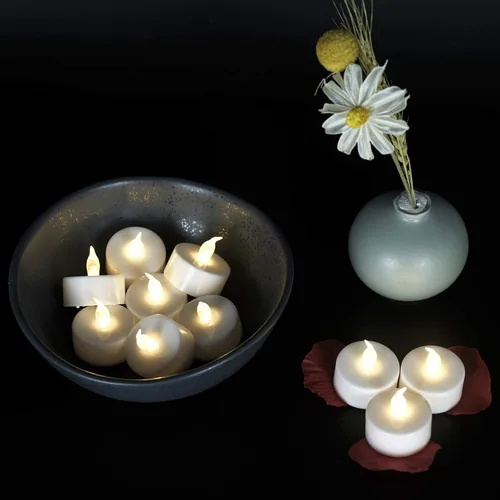 Miniatura 3 de JUNPEI - Velas de té que funcionan con pila: velas realistas, parpadeantes y duraderas, adecuadas para celebrar festividades, bodas, fiestas