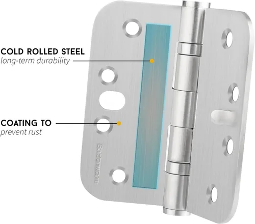 Miniatura 3 de goldenwarm Paquete de 3 bisagras de seguridad con rodamientos de bolas para puertas exteriores e interiores, bisagras de acero inoxidable cepillado