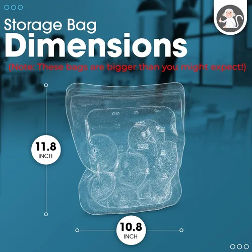 Miniatura 5 de Albino Monkey Bolsa de silicona reutilizable para almacenamiento de alimentos, extra grande XXL de 1 galón 135 onzas, bolsa hermética a prueba