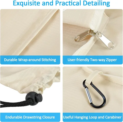 Miniatura 6 de GOGOODA Bolsas de lavandería de viaje con cierre de cordón XL grandes plegables, bolsas para ropa sucia con asa, resistentes y lavables para Beige